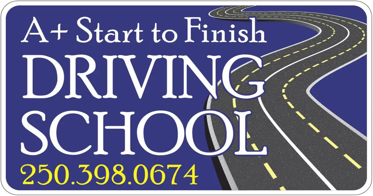 The logo for A+ Start to Finish Driving School, located in 100 Mile House, British Columbia